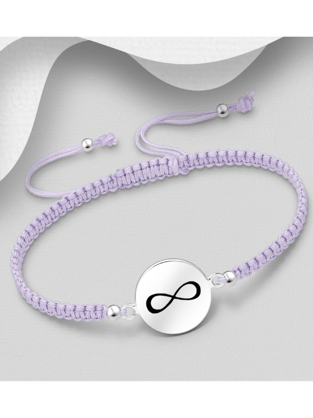 925 Sterling Silver Infinity with Adjustable Thread Bracelet